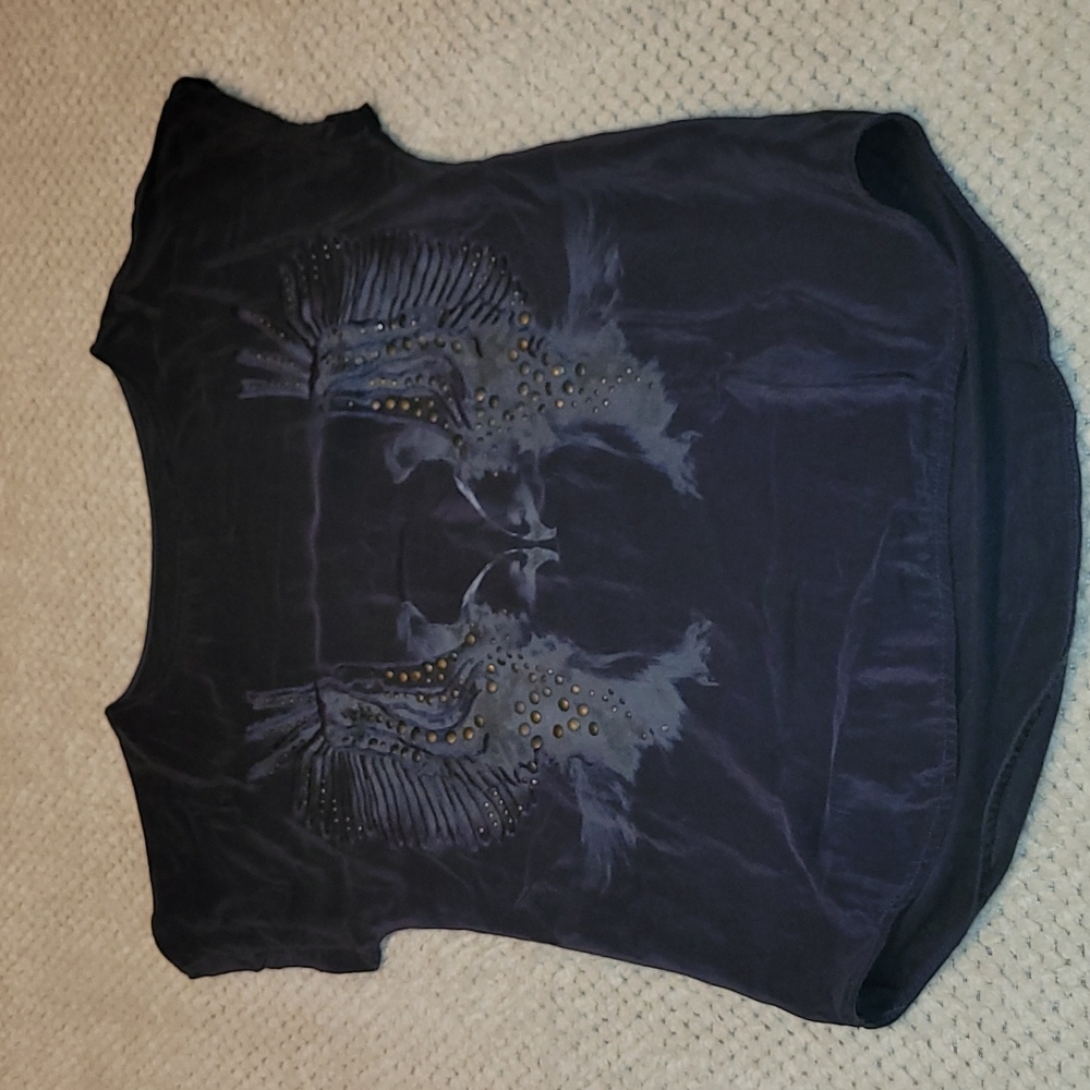 Ash grey Mulberry silk top with embellishments